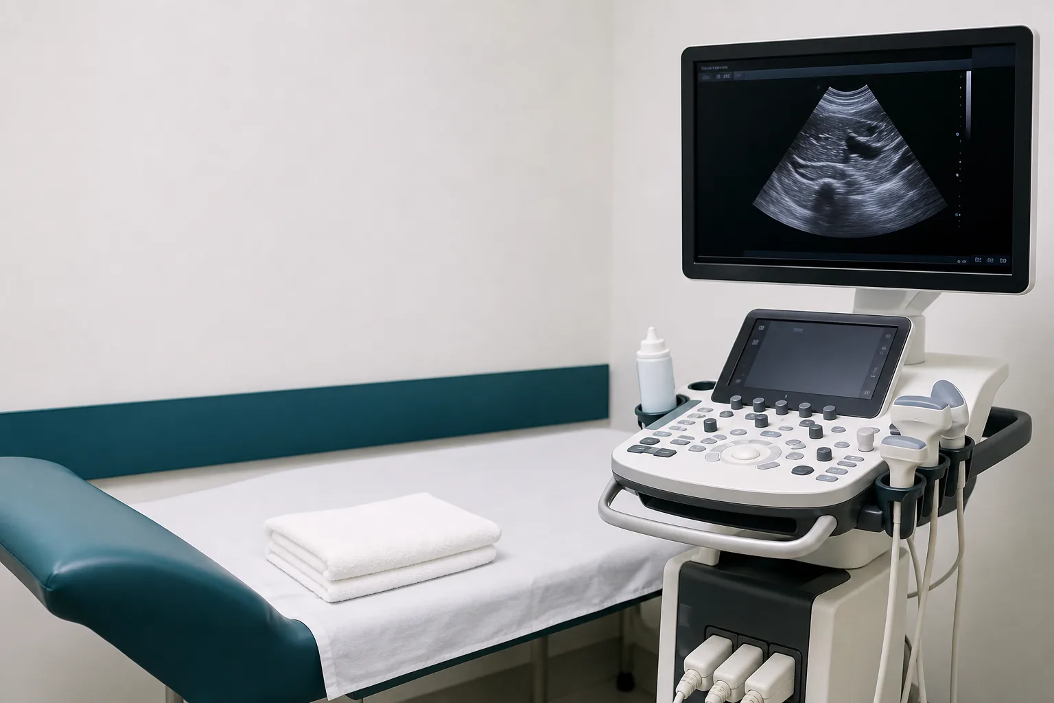 Imagem ilustrativa de sala veterinária preparada para ultrassom